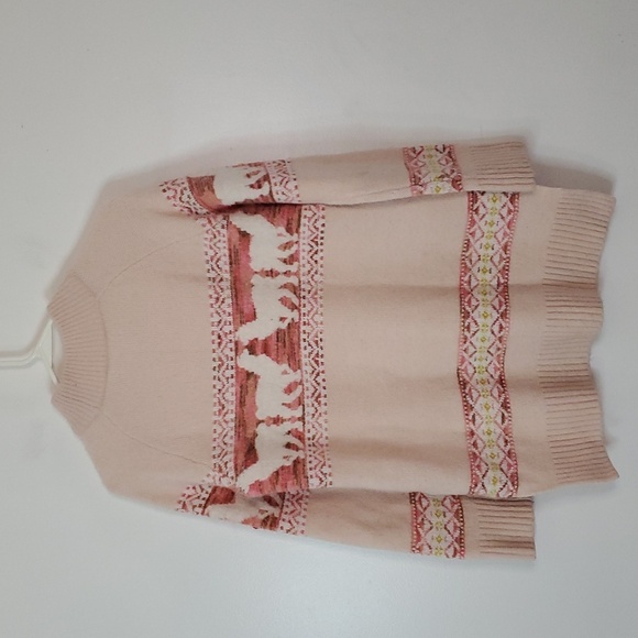 Anthropologie Aimee Alpaca Pullover Sweater Pompom Size Small Longer Length Pink - Picture 10 of 14